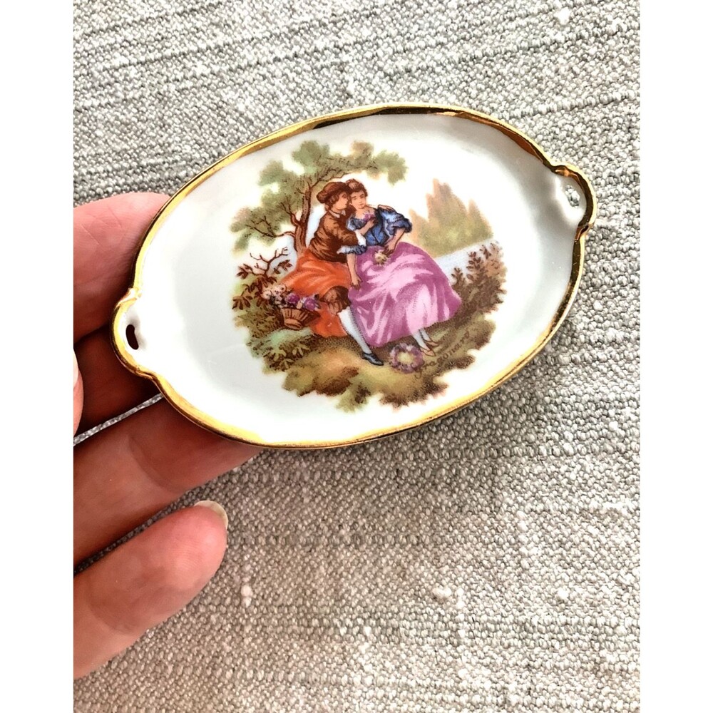 Limoges France Miniature Vintage Porcelain Tea Set Doll House Tray 3"